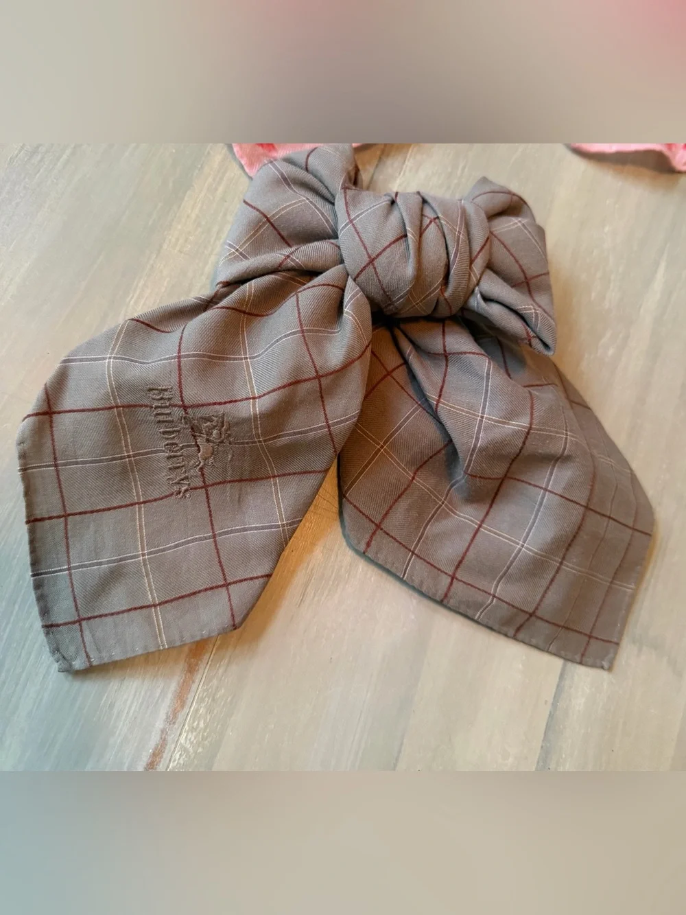 Burberry’s Vintage Plaid Lightweight Square Scarf Bandana Hair Bow Bag Accessory